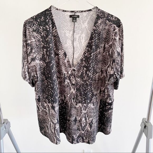 Halogen Snake Blouse Short Sleeve 2X Button Up - Picture 1 of 6